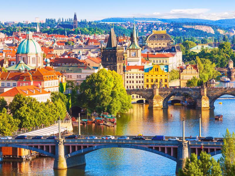 The bridges in central Prague, Czech Republic.