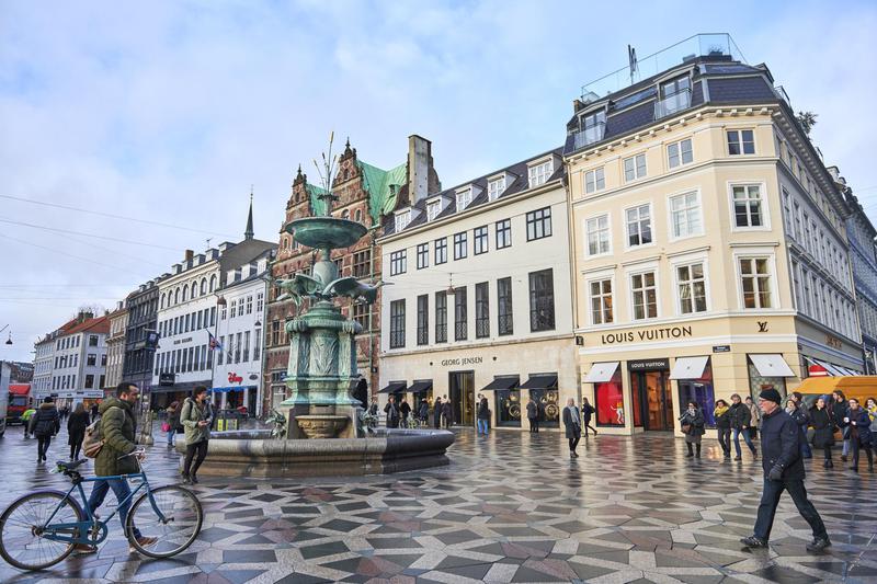 The shopping area 'Stroget' in Copenhagen, Denmark.