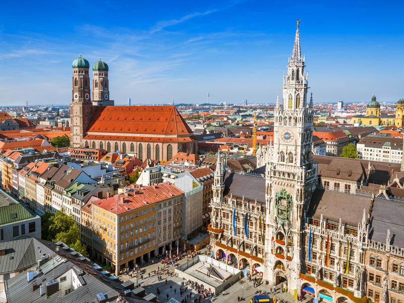 City hall at the Marienplatz in Munich, Germany.