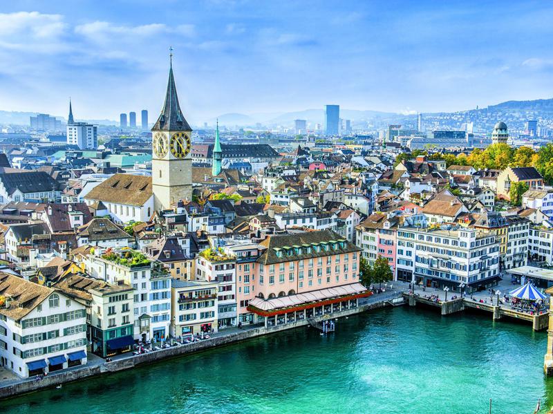 Zurich is a multicultural city with a medieval center.