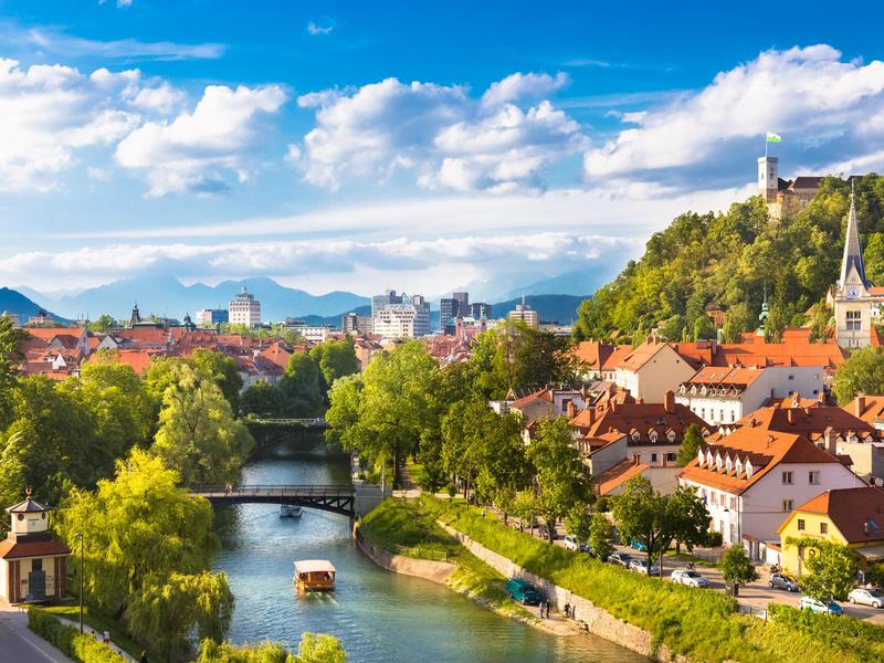 Panorama of Ljubljana, Slovenia.